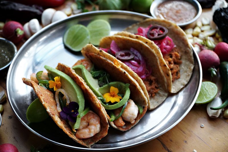 Spicy shrimp taco with chipotle sauce