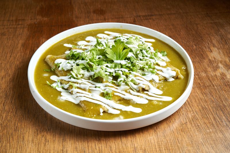 Green chile chicken enchiladas at Chuys