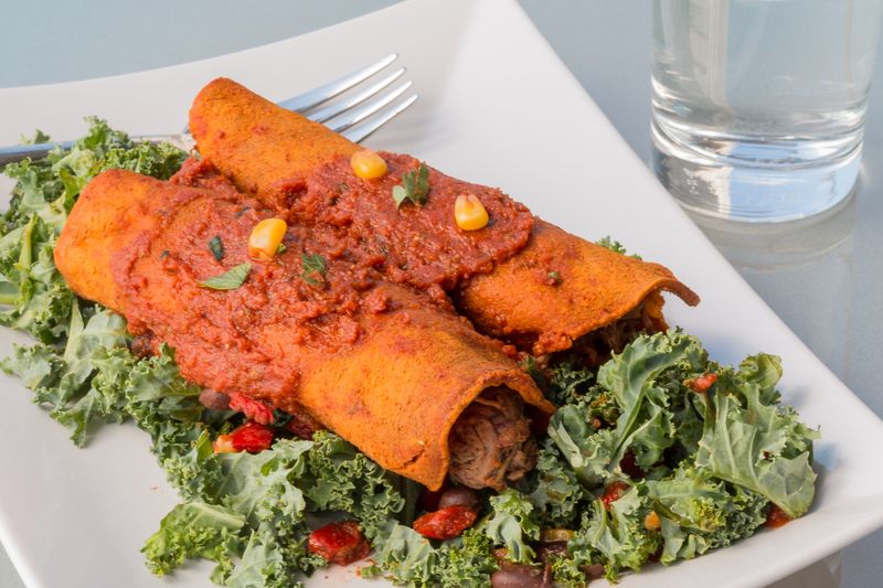 Cheese and spinach vegetarian enchiladas
