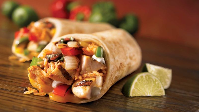 Loaded fajita burrito with grilled vegetables