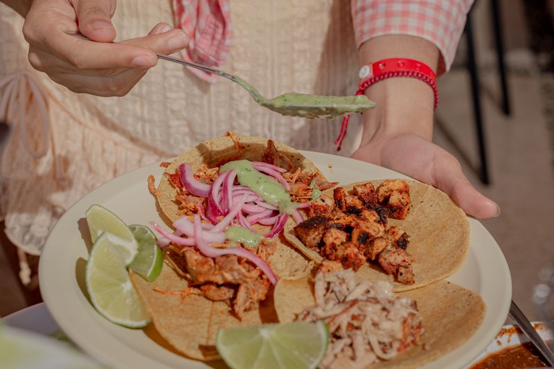 Grilled chicken taco with fresh toppings